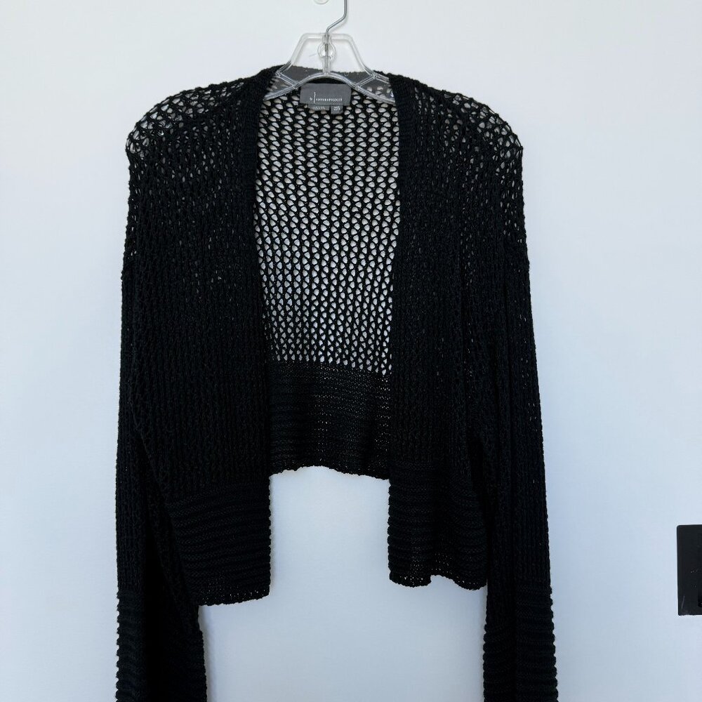 Anthropologie Cardigan Sweater Black Crochet One Size